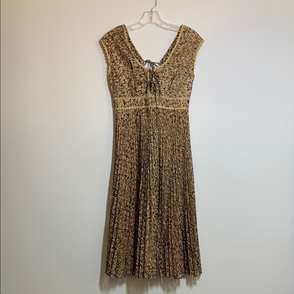 JT Dress by Jody of California Chic Pleated Dress shades of tan/brown Vintage - Picture 3 of 10